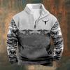 Camisa informal de moda con estampado retro para hombre, sudadera de manga larga con cuello alto y media cremallera, producto nuevo transfronterizo 2023