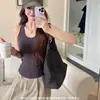 Camisola básica de algodón puro de marca coreana, versátil, con copa integrada para mujer, agujeros transpirables, copas ajustadas, moldeadora, entallada, camisola versátil pequeña para mujer