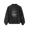 Sudadera con Estampado de Personaje Retro Americano Tie-Dye Deslavada para Hombre, Holgada, Cuello Redondo, Sin Capucha, Primavera y Otoño, Ropa Deportiva Lavada
