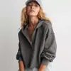 Moletom com Capuz Moda Transfronteiriça Solto Tendência Marca para Mulheres, Estilo Europeu e Americano Primavera e Outono Gola V Pulôver Camisa de Manga Longa, Cor Sólida