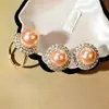 Pendientes de perlas de circón flash lujo ligero anillo de perlas ajustable cuentas de concha moda para ir al trabajo Joker traje mujer al por mayor