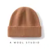 Venta al por mayor transfronteriza % Sombrero de Lana Australiana Engrosado con Ala Acanalada, Sombrero de Lana Redondo de Punto Cálido de Color Sólido en Stock