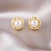 Pendientes de perlas elegantes de estilo pequeño y fragante con aguja de plata, pendientes barrocos de moda, pendientes de temperamento de nicho alto francés, venta al por mayor