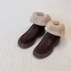Novedad Otoño e Invierno 2026 Estilo Británico Gamuza Uso Bidireccional Suela Gruesa Forro Polar Botas de Nieve Cálidas para Mujeres Pequeñas