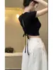 TikTok Geração de Cabelo Verão Gola Redonda Manga Curta Modal Vazado Pequeno Slim Fit Manga Curta Camiseta Feminina Camisa Básica Top
