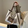 Bolsa de Lona Tote para Mujer de Gran Capacidad Nueva 2024 Bolso Portátil de Nicho Bolso de Hombro para Estudiante Universitario Bolso para Ir a Clase