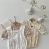 INS Verão Bebê Lado Filipino Alça Pequena de Laço Shorts com Alça de Ombro Estilo Princesa para Menina