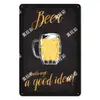 Pintura colgante de hojalata temática de cerveza estilo americano, decoración de pared creativa, pintura decorativa de metal para bares, restaurantes y salas de estar