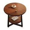 Mesa de Centro Pedido em Lote Moderna Minimalista Cor de Madeira Natural Camada Dupla Pequena Mesa Redonda Sala de Estar Mesa Lateral de Sofá Varanda Pequena Mesa de Centro