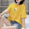 Marca de Comércio Exterior~Camiseta de Verão de Manga Curta para Mulheres de Meia-Idade e Idosas com Treze Linhas, Modelagem Solta, Estilo Mãe, Roupa Feminina de Tamanho Grande