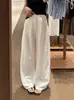 Pantalones Anchos Cortos de Lino Ramio Blanco para Mujer Verano Estilo Delgado Holgados Estilo Banana Traje Estilo Old Money Pantalones Casuales de Algodón Lino