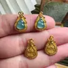 Explosões Esmeralda Azul Natural Água Cabacinha Pingente Gota Pequena Prata S925 Acessórios Método Antigo Acessórios para Colar DIY Feito à Mão
