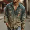 2026 Nuevo Modelo Transfronterizo Europeo y Americano Sitio Independiente de Amazon Estampado Digital 3D Camisa de Manga Larga para Hombre Camisa de Otoño para Hombre