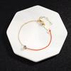 Moda Coreana Pulseira Meio Corrente Meio Corda Ouro Rosa 18K Aço Titânio Diamante Único, Pulseira Fina de Fio Vermelho para Mulheres, Empilhável