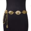 Cadena de cintura de metal estilo punk con hebilla de cabeza de vaca simple retro de estilo étnico europeo y americano transfronterizo para mujer en stock