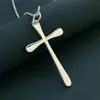 Joyería de Comercio Exterior Chapado en Cobre Plata 925 46cm de Largo Colgante de Cruz Cadena Fina Collar Temu Xiyin Tk Venta Caliente
