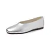 Piel de Oveja Completa por Dentro y por Fuera, Zapatos Minimalistas Frescos Estilo Coreano para Abuela, Zapatos de Cuero Genuino de Corte Medio Planos con Punta Redonda para Mujer Talla 41