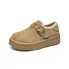 Zapatos Mula de Suela Gruesa Augusden para Mujer 2026 Nuevo Estilo de Invierno con Forro Polar Añadido y Zapatos de Algodón Engrosados Mocasines sin Cordones