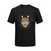 2026 Nova Marca Moderna de Moda Masculina Manga Curta Cabeça de Tigre com Strass Casual Simples Algodão Mercerizado Slim Fit Meia Manga Verão Tamanho Grande