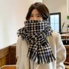 Bufanda de estilo coreano sencilla con estampado de pata de gallo para otoño e invierno, resistente al frío, informal, tejida con logotipo, protección para el cuello, cálida y personalizada.