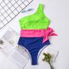 Nuevo Bikini de una Pieza Personalizado con Tela de Costilla Pequeña y Costuras de Color Contrastante para Mujer, Bikini de Miracle Clothing