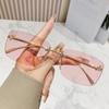 Nuevas gafas de sol sin marco de metal transfronterizas, gafas de moda europeas y americanas, gafas de sol de moda con montura cuadrada de diamantes con letra F para mujer