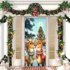 Pegatina navideña transfronteriza de Amazon para puerta Cubierta de puerta de Papá Noel Decoración de fiesta de Año Nuevo Banner de puerta Cubierta de puerta