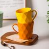 Taza de Cerámica Morandi con Diamantes Simple y Creativa Transfronteriza Color Sólido Rombos en Relieve Nórdicos Taza Mate