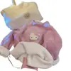 Camiseta de Inverno para Meninas Bebê Estilosa Infantil Tendência Marca Desenho Animado Coreano Espessada Integrada Lã Gola Meio Alta Camada de Base