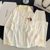 Pijama de Algodón Nube para Mujer, Primavera y Otoño, Lindo Dibujo Animado de Conejito con Lunares, Manga Larga, Holgado, Conjunto de Ropa para el Hogar, Se Puede Usar al Aire Libre