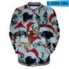 Nova Jaqueta Baseball Casual Solta com Gola Alta Estampada Colorida Digital 3D de Natal para Homens e Mulheres Jovem Popular