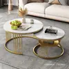 Mesa de café de losa de roca nórdica Sala de estar de apartamento pequeño Uso doméstico Estilo minimalista Mesa de café redonda de mármol Mesa Luz de lujo Moderna Simple