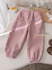 Pantalones de Invierno para Niñas con Forro Polar Estilo Coreano Costuras Lazo Estampado Pantalones Casuales Pantalones Gruesos de Invierno para Niñas