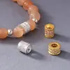 Pulsera Tradicional de Plata de Ley S925 Color Dorado Hecha a Mano con Cuenta Sólida Incrustada con Diamante, Presentando Anillos Corredizos, Cuentas Espaciadoras y Cuentas de Barril