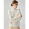 Suéter de punto de cachemira pura con cuello semi-alto para mujer, otoño e invierno, suéter de cachemira ajustado como capa base