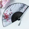 Leque Dobrável Pequeno Estilo Chinês Tradicional para Dança Feminina, Novo Leque de Bambu Preto Estilo Chinês, Portátil para o Verão