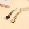 Pendientes de Gota de Agua Degradados Estilo Europeo y Americano Pendientes Largos Colgantes Negro Dorado Lujo Ligero Piedra Preciosa Versátiles para Viajar al Trabajo Citas