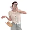 Suéter de Punto Juvenil con Botones Arcoíris de Nuevo Diseño para Primavera y Verano, Cuello Redondo, Top Energético y Dulce de Manga Corta