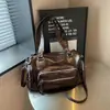 Bolsa de Couro Tailandesa de Nicho Tingido Vegetal para Axila com Alça Única 2026 Nova Retro de Mão para Garota Popular Grande Capacidade para Deslocamento Bolsa de Motocicleta