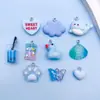 Pingente de resina azul golfinho borboleta pato pingente de doce simulação cartoon pulseira de resina acessórios saco de material
