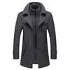 Nuevo Abrigo de Lana para Hombre de Otoño e Invierno Negocio Doble Cuello para Hombre de Mediana Edad Abrigo de Lana Generación Transfronteriza Abrigo de Lana