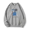 Sudadera Holgada de Cuello Redondo para Mujer, Nuevo Estilo de Invierno, Estampado de Cachorro de Dibujos Animados Retro Americano, Top Grueso de Felpa Engrosada para Mujer