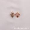 Accesorios de joyería DIY, colgante de anillo doble de seis flores, pendientes chapados en oro de cobre, pulsera, collar, materiales de producción al por mayor