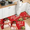 Tapete de Chão de Veludo Cristalino de Natal Cozinha Absorvente de Água Resistente à Sujeira Sala de Estar Decoração Festiva Limpa Lama Tapete de Fácil Cuidado