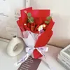 Ramo de Graduación de Rosas, Girasoles, Flores Tejidas a Mano con Hilo, Tulipanes, Regalo de Cumpleaños para Novia, Maestro