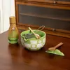 Juego de Té Matcha de 7 Piezas Tazón Matcha a Cuadros con Pico Flor de Cerezo Batidor de Té Estilo Ins Europeo y Americano 100 Piezas