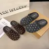 Pantuflas cómodas sin cordones, punta redonda, estampado de lunares, estilo coreano para otoño 2026, para mujer, suela gruesa, punta cerrada, diseño de media zapatilla, únicas y retro