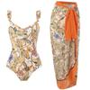 [Traje de baño tipo suit para vacaciones en aguas termales para mujer] Traje de baño de playa con falda de gasa de gasa cruzada europea y americana Amazon
