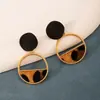 Pendientes de Geometría Simple con Estampado de Leopardo Transfronterizos Europeos y Americanos Maillard Otoño e Invierno Pendientes Sexy Nicho Retro Versátiles Mujer
