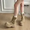 Botines ajustados estilo motocicleta 2026, botines cortos para mujeres petite, botines Martin con plataforma, botines cortos, versátiles y casuales, nuevo estilo para mujer